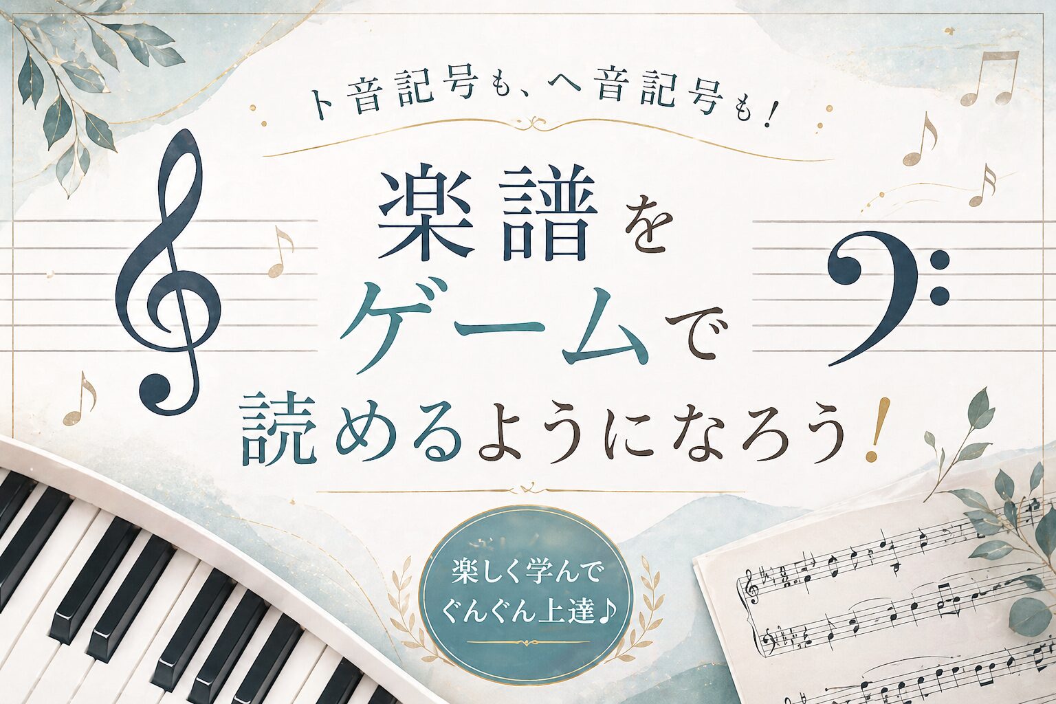 ト音記号も、ヘ音記号も！楽譜をゲームで読めるようになろう！