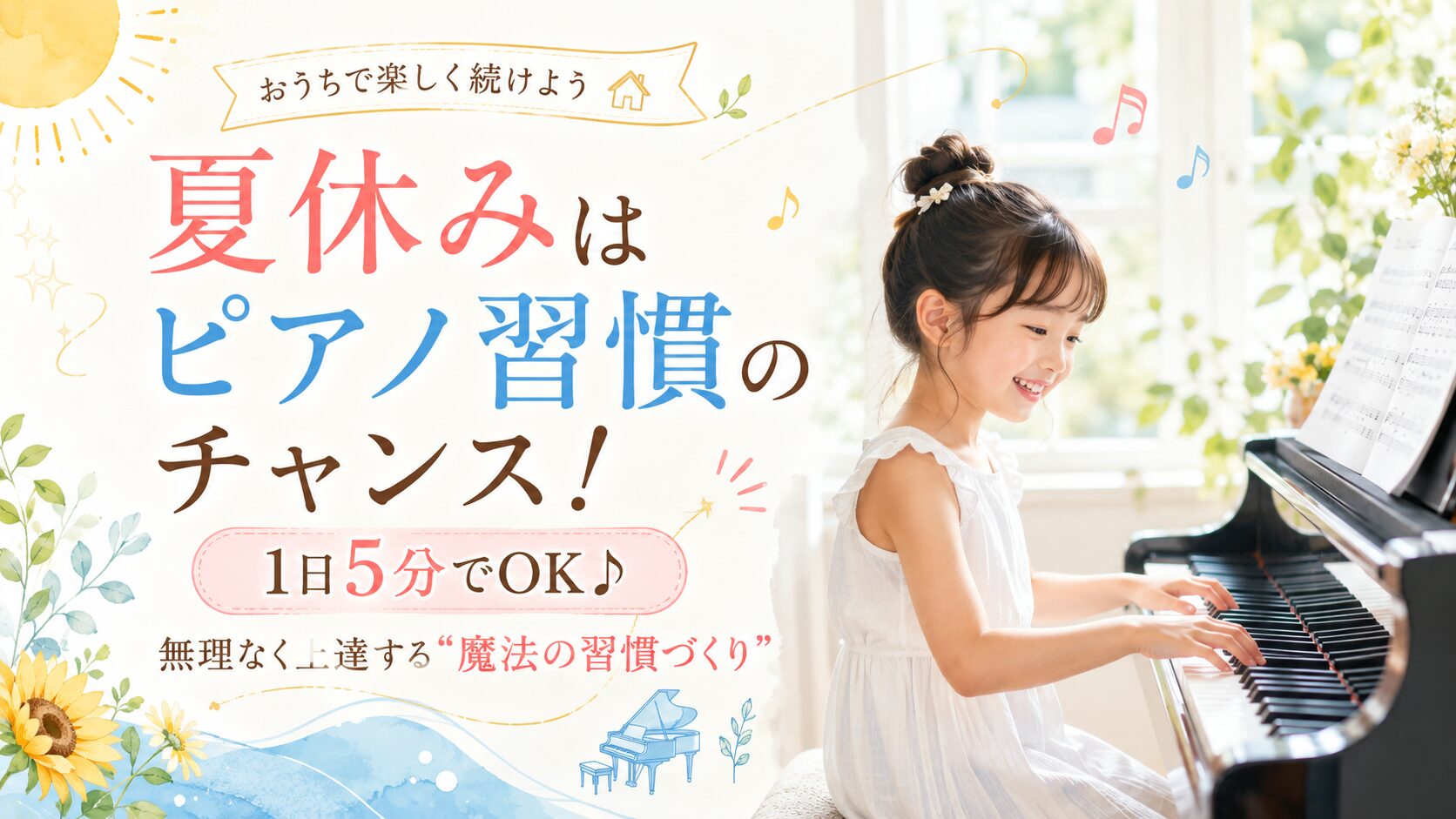 8月スタート！夏休みは「ピアノの練習習慣」をつくる絶好のチャンス♪